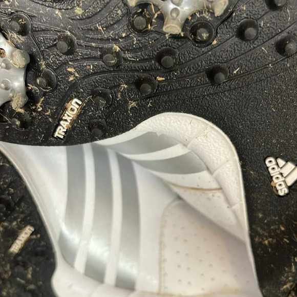 ADIDAS Men’s Golf Slingback Sneakers White 3 Stripe Traxion Adiwear Size 10 - Picture 10 of 13